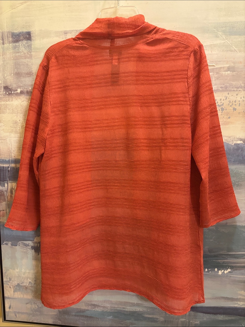 Lightweight Open-Front Shrug in Coral Orange - Picture 2 of 4